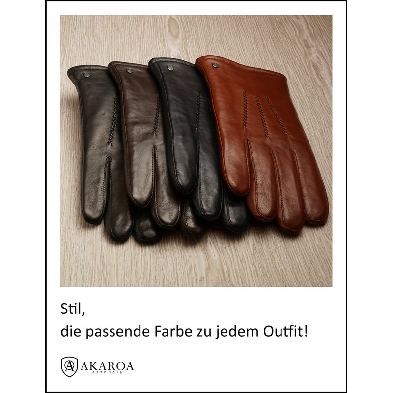 AKAROA ESTD 2019 DAN Men's Leather Gloves, Touchscreen Function, Italian