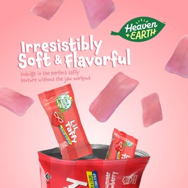 Heaven & Earth Summer Strawberry Lil Taffy (Approx. 40 Count) | Dye Free Candy | Natural Colors & Flavors | No High Fructose Corn Syrup | Gluten Free | Kosher | Goody Bag and Pinata Fillers