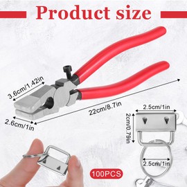 Keychain Hardware Set, 100Pcs Key Fob Hardware 1 Inch with Plier for Keychain And Wristlet Clamp Hardware Supplies