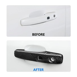 ushilife Exterior Door Handle Cover Trims Fit for 2024 2025 2026 Ford Ranger XL XLT Lariat Raptor, 4 Pack Carbon Fiber Style Exterior Door Handle Covers Decoration (with Keyless Entry System)