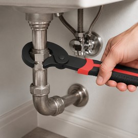 Self-Adjusting Open-End Wrench Set with Double-End Grip for Nuts, Bolts and Metal Fittings