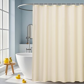 AooHome Extra Long Shower Curtain - Fabric Shower Curtain Liner with Hooks for Hotel, Weigthed Hem, Water Repellent, 72 x 84 Inch, Beige