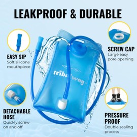 Tribalway Water Bladder 1.5L Hydration Bladder Reservoir – BPA Free Leakproof Hydration Pack for Hiking, Running, Cycling, Camping