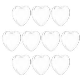 sourcing map 10 Pcs Clear Fillable Heart Ornament, 6cm Hanging Plastic Balls Transparent Heart Shaped Decor Christmas Sphere for DIY Craft, Party, Wedding