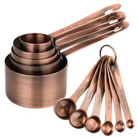 SPUVGVC Copper Measuring Cups and Spoons Set, Stainless Steel Measuring Cups and Spoons Set, 5 Metal Measuring cups & 6 Baking Measuring Spoons, Imperial & Metric Measuring Tools Set 11