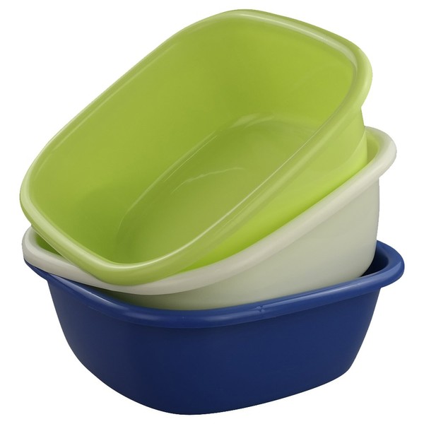 Doryh Plastic Wash Basin, Small Dish Pans, 8 Quart, 3 Packs
