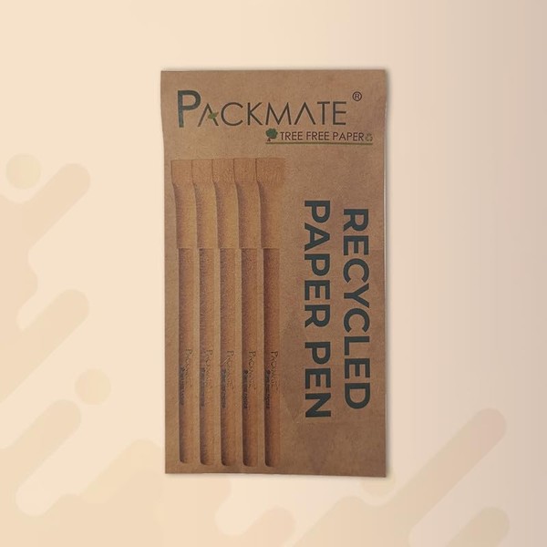 Packmate Recycled Paper Pens (Pack of 5), Made of Recycled