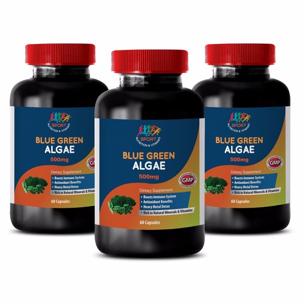 Vitamin B12 - Blue Green Algae 500mg from Klamath Lake Antioxidant (3 Bottles)