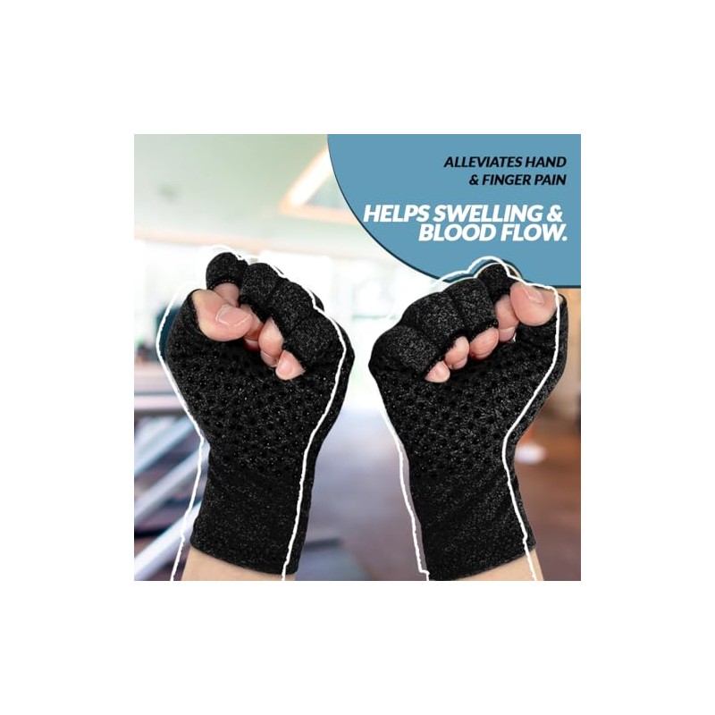Hotcakes Fingerless Compression Arthritis Gloves for Women & Men with