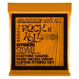 Ernie Ball Hybrid Slinky Classic Rock n Roll Pure Nickel Wrap Electric Guitar Strings - 9-46 Gauge