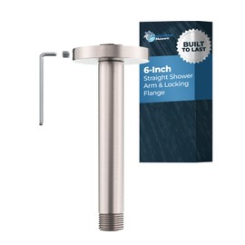 HammerHead Showers Solid Metal 6 Inch Ceiling Mount Shower Arm and Flange with Set Screw, Straight Shower Arm for Rain Shower Head, Ceiling-Mounted Rain Shower Arm, Brushed Nickel