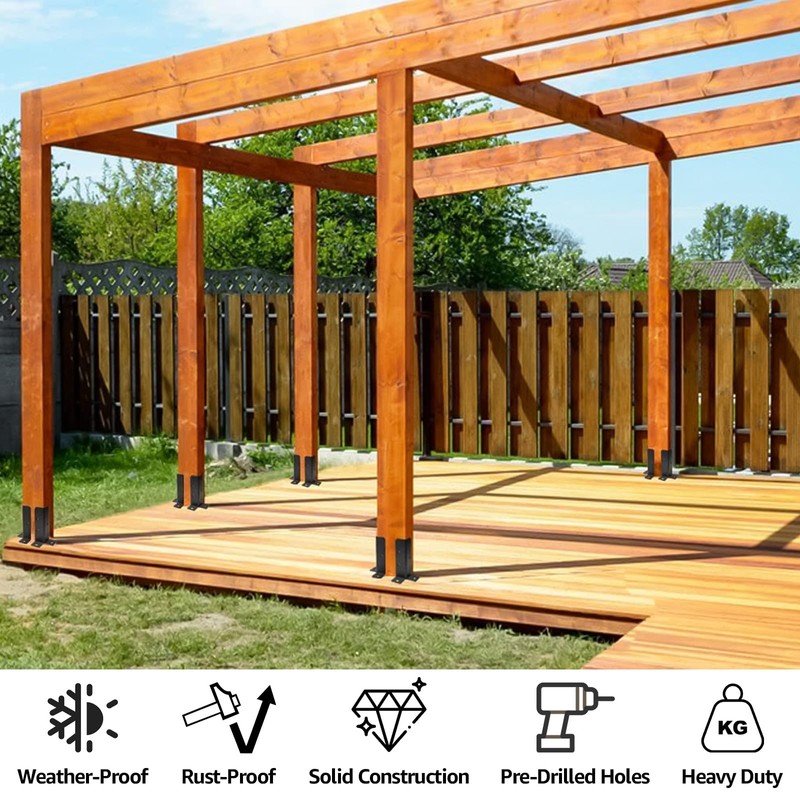 AKOLAFE 4PCS Concrete Post Bracket with Screw 5” Pergola Brackets