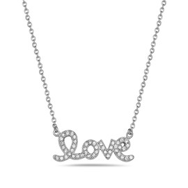 My Daily Styles -Womens Love Script Letter Necklace Pendant Necklace Cubic Zirconia - 925 Sterling Silver