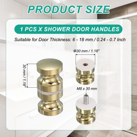 PATIKIL Glass Shower Door Handle, Aluminum Alloy Back-to-Back Shower Door Knob Bathroom Sliding Shower Screen Round Pull Knobs Hardware for Replacement Groove Glass Door, Gold