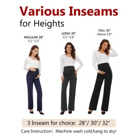 Tapata Women's Maternity Bootcut Dress Pants 28" 30" 32" with Pockets Over Belly Pregnancy Work Pants Over-Bump Casual 32'', Charcoal, XL