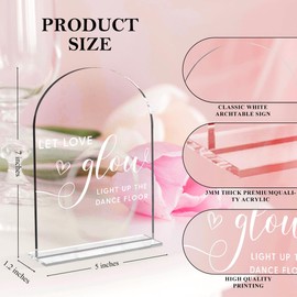 Wedding Signs,Let Love Glow Sign,5 x 7 Inch Arch Acrylic Sign, Wedding Sign for Ceremony and Reception, Wedding Supplies, Wedding Decoration (White)