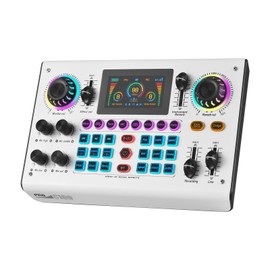 Btuty Sound Board Audio Mixer 48V Phantom Power Live Sound Card RGB Light BT Wireless Plug and Play for Live Streaming Podcasting Recording Content Create Gaming Rechargeable