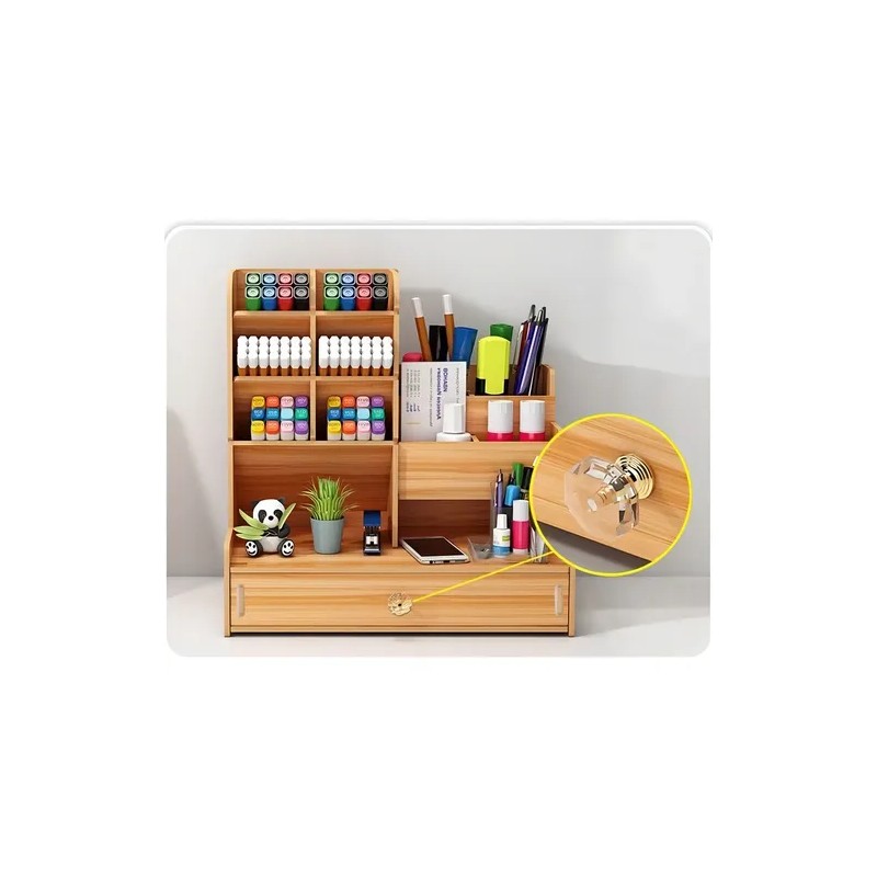 Organizador De Escritorio Madera Oficina Con Cajonera