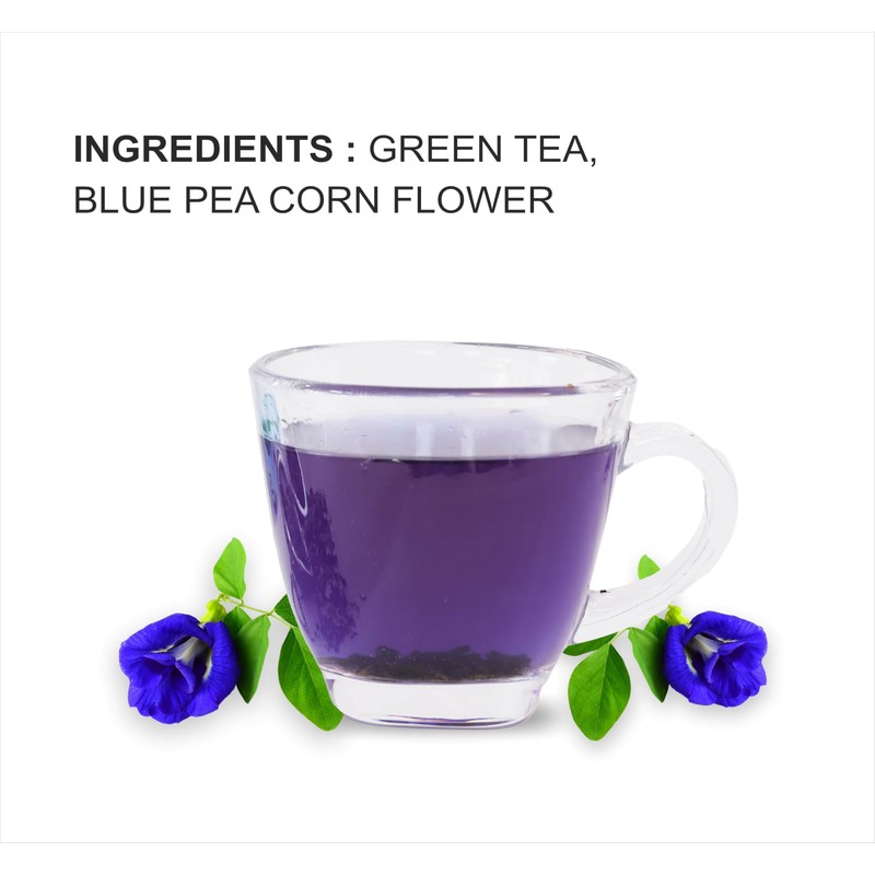 Butterfly Pea Flower Green Tea Bags – Low Caffeine 40