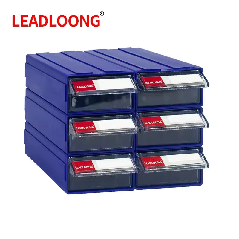 6-Pack Stackable Plastic Desktop Parts Storage Drawers with Labels