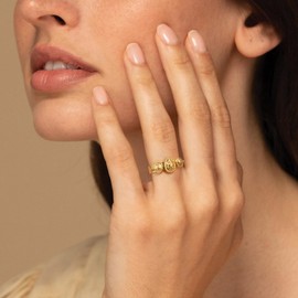 YeGieonr Chunky Gold Rings for Women Non Tarnish, Stainless Steel Rings with 18k Gold Plated, Adjustable Rings with Vintage Design, Statement Jewelry Gifts for Women