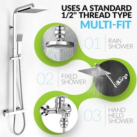 Shower Filter with Silver layer - Multi Stage shower head for Hard Water - Remove Chlorine Fluoride Lead - 2 Cartridge Replacement - High Output Water Softener - Suitable for All Rain Showerheads