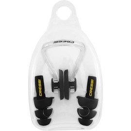 CRESSI Aqua Kit Ear Plugs, Set Tapones Orejos  Clip Nariz Unisex Adulto, Negro, Talla Única                                                           