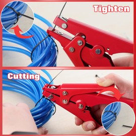 LEONTOOL Zip Tie Tool Cable Tie Tensioning Tool Cable Tie Tool Zip Tie Cutting Tool with Carbon Steel Handle Tensioning and Cutting Tool for Plastic Nylon Cable Ties, 0.35 Inches Max Tie Width