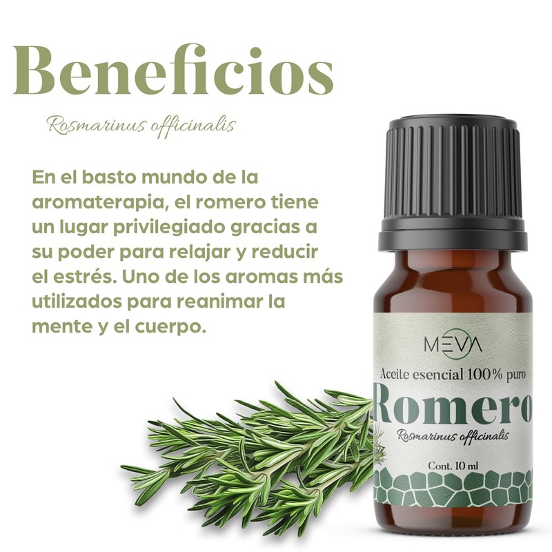 MEVA ACEITE ESENCIAL 100% PURO DIFUSOR MASAJE 10ML (Romero)