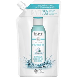 lavera Refill Bag Shower Basic Sensitive 2-in-1 - Organic Aloe Vera & Vegetable Keratin - Natural Cosmetics - Vegan - Shower Gel - pH Neutral - Cleans Skin & Hair Especially Gently - 1 x 500 ml