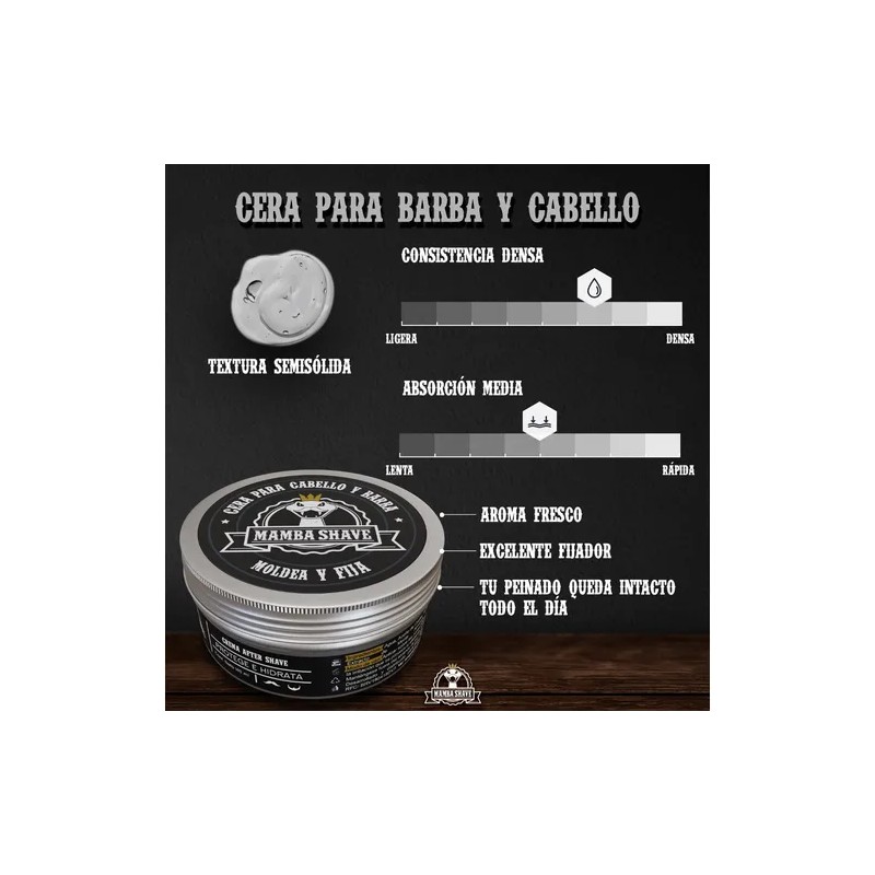 Cera Para Barba, Cabello Y Bigote Mamba Shave Gel Barba