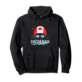 Swim Swimmer Hoodie Funny Swimming Cap Canada Flag Xmas Gift