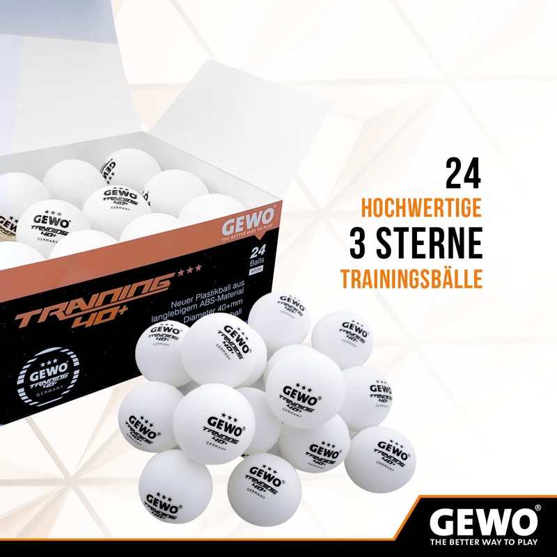 GEWO Table Tennis Balls Training 40+ - 3 Star Table