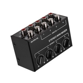 Stereo Mini Mixer, Mini Stereo Audio Mixer with 4-Channel RCA Inputs Separate Volume Controls Full Metal Shell