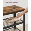 VASAGLE 3-Tier Shoe Rack, Shelf Storage Bench with Metal Mesh