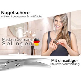 Nagelschere aus Solingen mit einseitiger Mikroverzahnung Made in Germany Edelstahl Rostfrei FuÃnagelschere mit Extra Scharfer und leicht gebogener SchnittflÃ¤che fÃ¼r ManikÃ¼re und PedikÃ¼re 9,5 cm