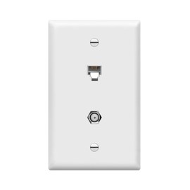 ENERLITES Combination Coaxial TV Cable / RJ11 Telephone Jack Wall Plate, F-Type F81 Connector, 6-Position 6-Conductor (2-Line Support), 1-Gang 4.50" x 2.76", 6661-W, White