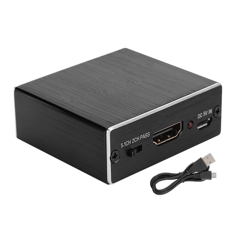 Digital Optical Fiber Analog HDMI Audio Splitter Aluminum Black 4K