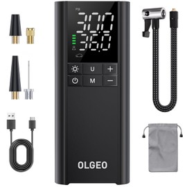 OLGEO Tire Inflator Portable Air Compressor, 170PSI Cordless Air Pump, 4X Faster Air Compressor with Pressure Detection, One Click Smart Tire Pump for Car, Motorcycle, Bicycle and Ball