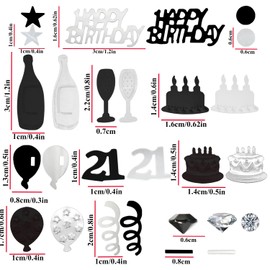Confetti 21st Birthday Decoration, 21 Table Decoration Birthday Decoration Confetti, Confetti 21st Decoration, Table Decoration 21st Birthday, Confetti Confetti Birthday Black and Silver Confetties 21