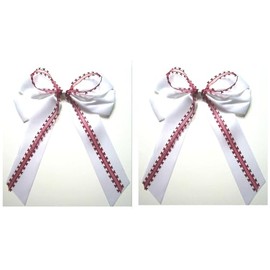 CaPiSo Pack of 2 Large Ready-Made Bows 20 x 30 cm Large Ready Bow, Without Crafting, Heart Bow, Gift Bow, Satin Fabric Bow, Car Bow, Wedding (Bordeaux)