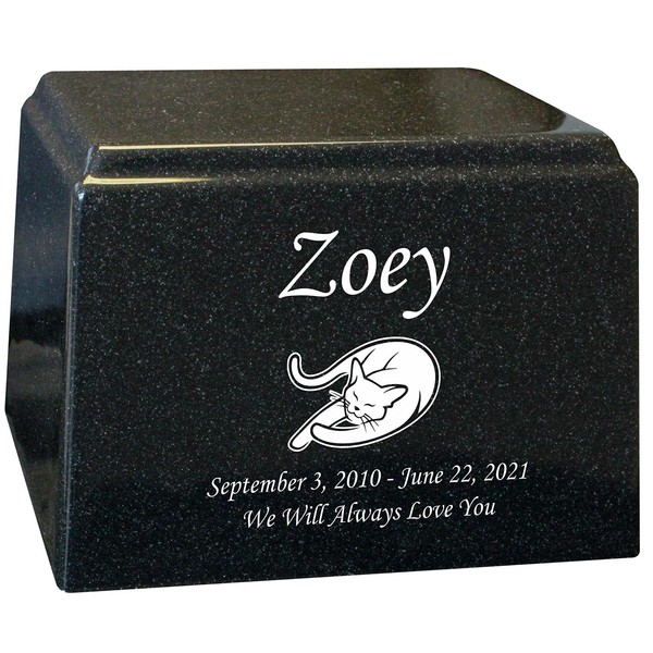 Black Promise Customizable Lounging Cat Pet Cremation Urn for a