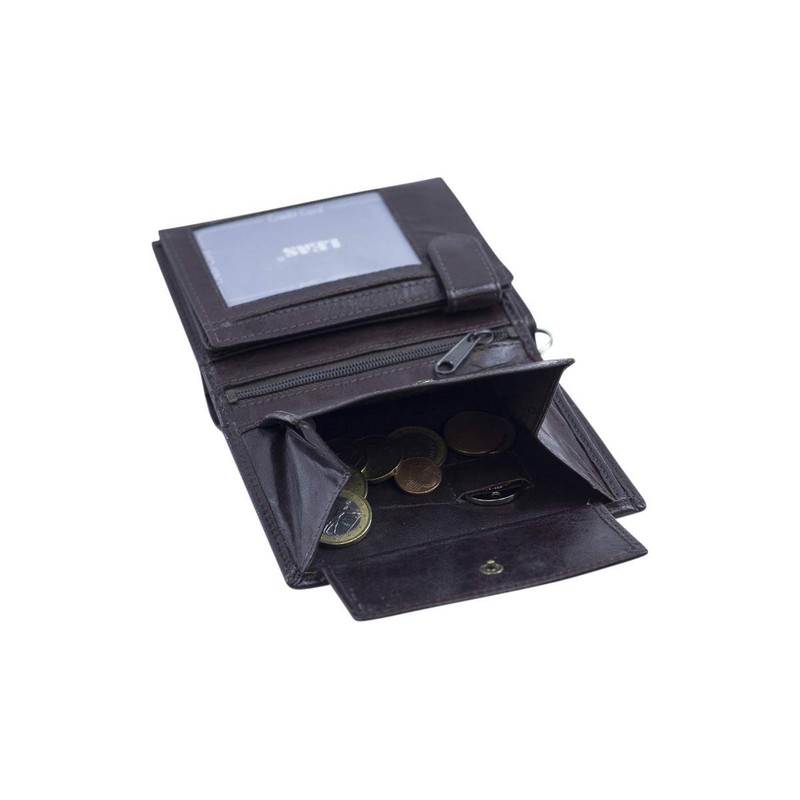 Biker Wallet with chrome chain vertical format LEAS, Genuine Leather,