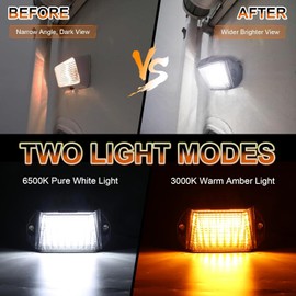 PXPART Led Exterior Light 12V Aluminum RV LED Porch Light with Dual Color White/Amber for Motorhome Caravan Campervan Trailers