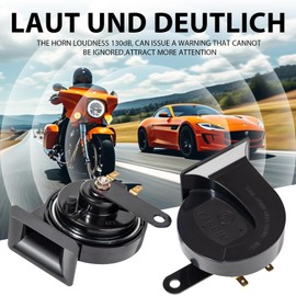 FARBIN 12 V Universal Electric Car Horn 130 dB - 400 Hz - 500 Hz - Low/High Tone Dual Tone Motorcycle Horn Waterproof Snail Horn Replacement Set for Car