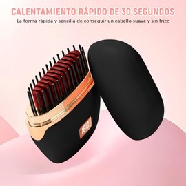 Mini Peine Alisador, Cepillo Alisador de Cabello Portátil para Mujer con 3 Ajustes de Temperatura, Pantalla LED y Carga Tipo-C, Ideal para Viajes, Hogar y Oficina (Negro)