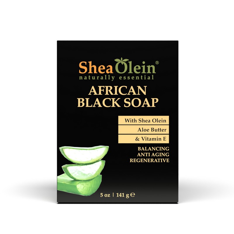 SheaOlein African Black Soap With Aloe Butter & Vitamin E,