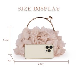 LUI SUI Women's Floral Clutch Purses Soft Satin Flower Evening Bag Party Prom Purses, apricot, Clutch, romantic or floral