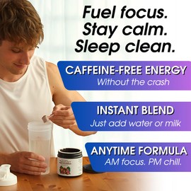 Adaptogenic Mushroom Cocoa Powder – Reishi, Chaga, Cordyceps, Shiitake – Caffeine-Free Nighttime Hot Chocolate Drink – Energy, Immunity & Wellness Support – B6, B12, D + Probiotics, Unsweet, 40