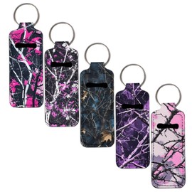 SEANATIVE Camo Hunting Chapstick Holder Keychain Lip Balm Holder Lipstick Sleeve Pouch Lip Gloss Holder Vintage Lipstick Holder Portable Travel Accessories for Women
